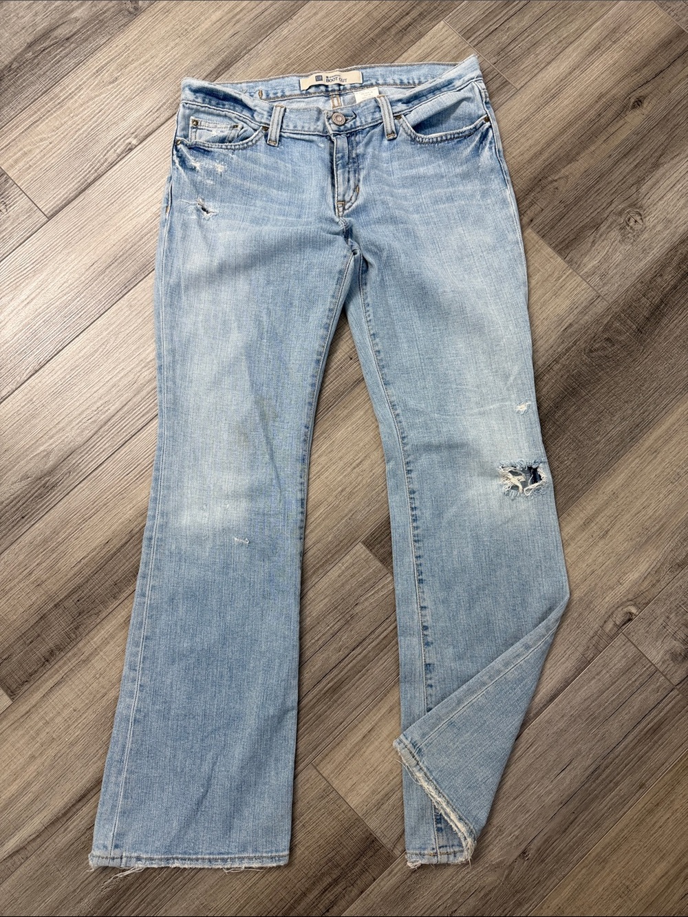 GAP Light Blue Distressed Flare Jeans